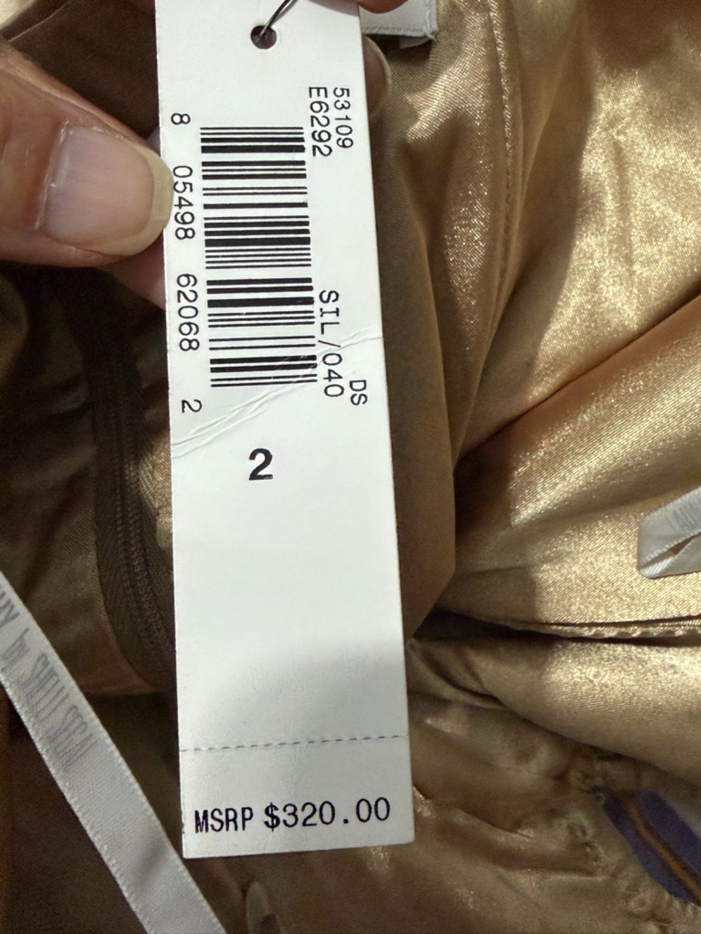 Laundry By Shelli Segal metallic cream satin gown size 2 made in the USA - Picture 8 of 10